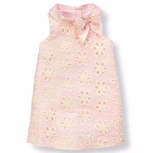 Janie and jack Pink Floral Sleeveless Dress with Bow 100% silk